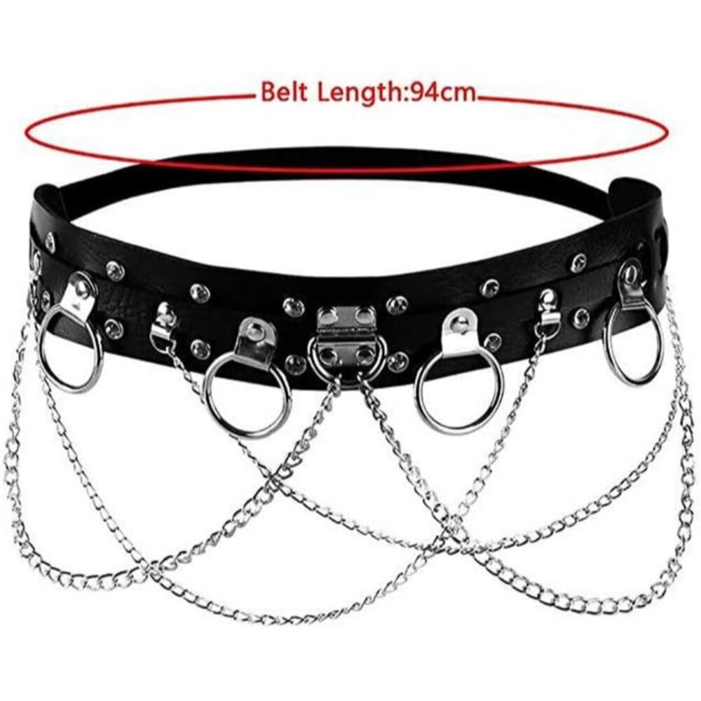 Women's Gothic Punk Leather Waist Chain Body Chain Adjustable - Picture 3 of 7